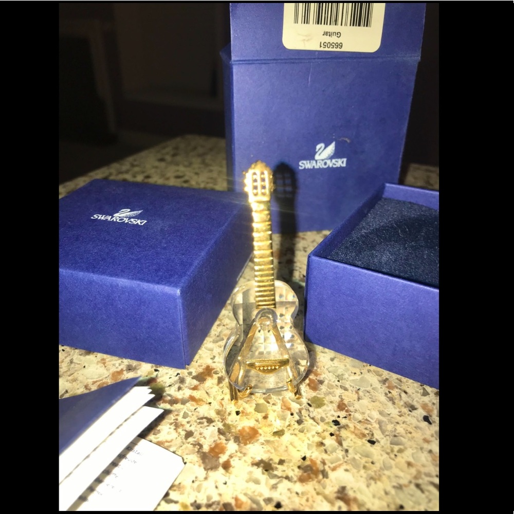 SOLD! Swarovski Gold Plated Crystal Guitar